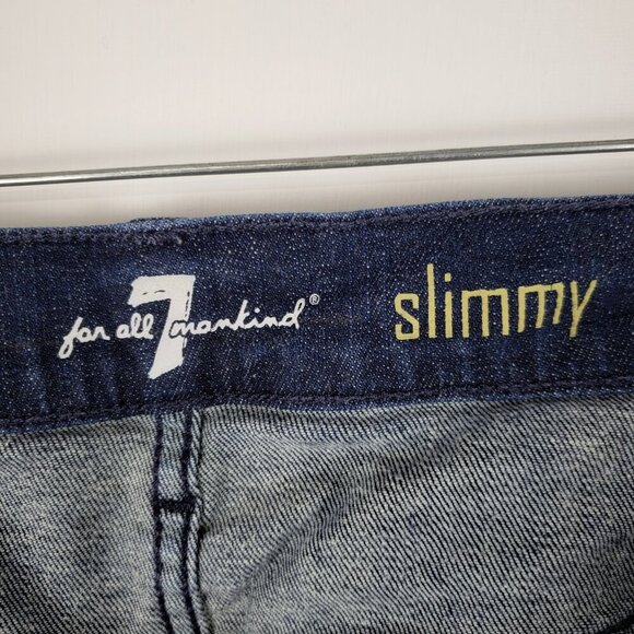 7 For All Mankind 7FAM Slimmy Jeans Dark Blue Wash Denim Mens Size 38 x 28.25 - Picture 8 of 10